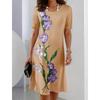 Women's Short-sleeved A-line Skirt 3d Color Printed Pullover Dress Fashionable and Elegant Summer Loose Round Neck Dress