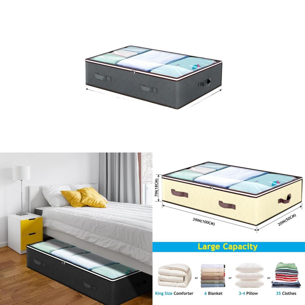 Bed Under Storage Bag With Dual Zippers For Bedroom Organizing And Protection
