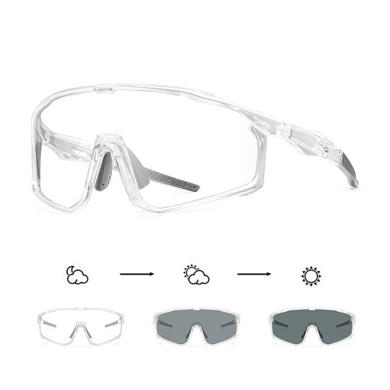 Photochromic Polarized Cycling Glasses, UV Protection Windproof Sports Sunglasses, Lightweight Men Women Safety Eyewear for Mountain Bike Running