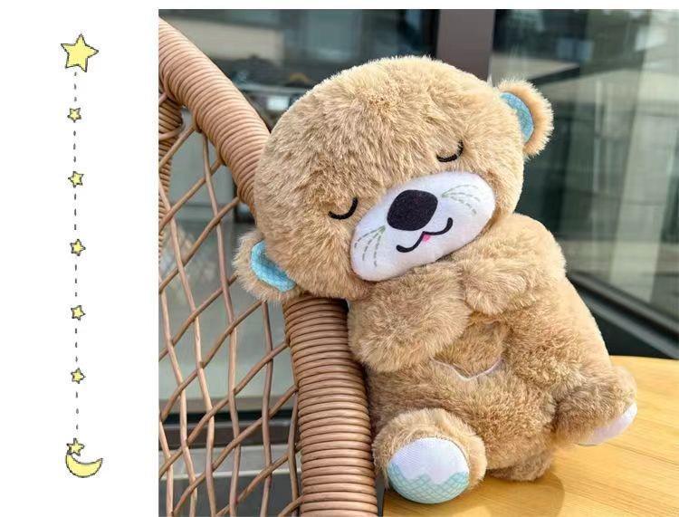 Cross-border Breathing Bear & Otter Stitch: Two-color Sound & Light Plush Animal Doll for Kids