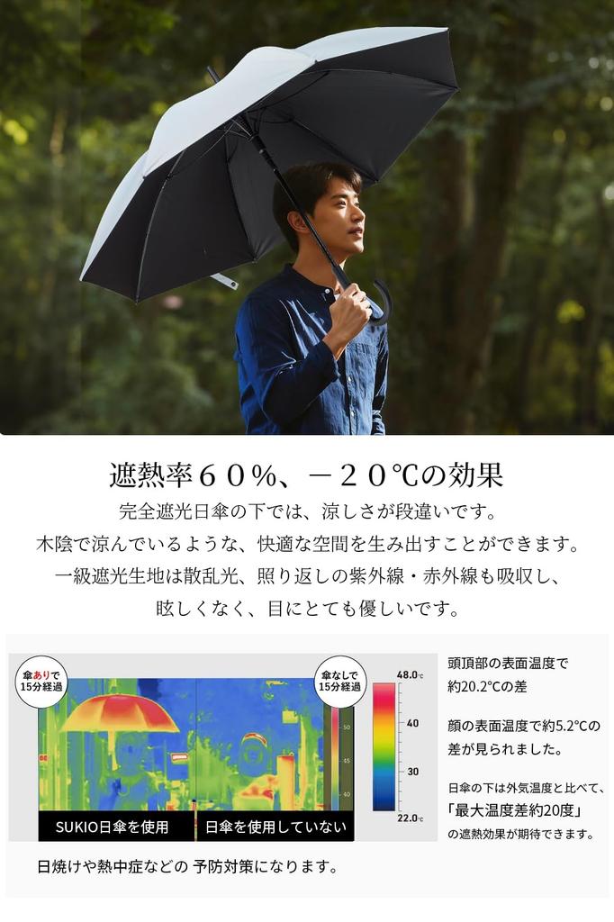 SUKIO Long 8 Voll UV Hitze Hitzschlag UV Regen oder Ultra Perfekt zum Beobachten und Wasser Sprung Unisex Herren Sonnenschirm, 60cm, Speichen, Verdunkelung, Fiberglas, 100%