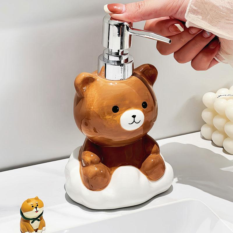 340ml soap dispenser Cloud Bear hand sanitizer bottle ceramic press bottle bathroom shampoo shower gel bathroom accessories