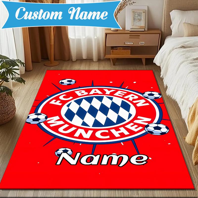 Custom Name Munich Crest Rug Game Carpet, Floor Mat for Bedroom Living Room Entryway Rug, Home Decor Idea Gift for Christmas birthday