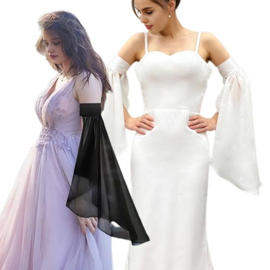 Women's Long Tulle Sleeves Detachable Gothic Chiffon Gloves for Halloween Medieval Wedding Party Renaissance Costume Accessories