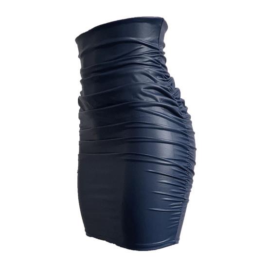 Damska Spódnica Wysoki Stan Sztuczna Skóra Obcisła Biodra Plisowany Dół Mini Spódnica Dojazdowa Ulica Krótka Spódnica Codzienne Ubranie