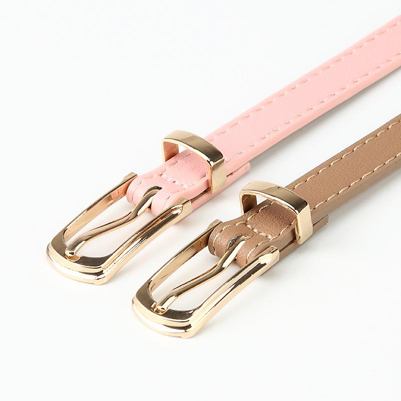 Korean Style Multicolor Alloy Pin Buckle Thin Waist Belt for Women's Fashion Dresses and Sweaters