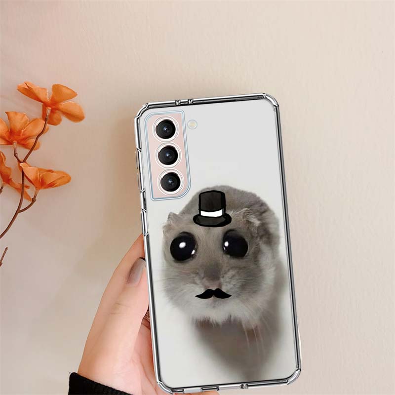 Funny Sad Hamster Meme Clear Phone Cases for Samsung S26 Ultra Galaxy S25 Edge S24 S23 FE S21 Plus S20 S22 S10 Cover Patterned C