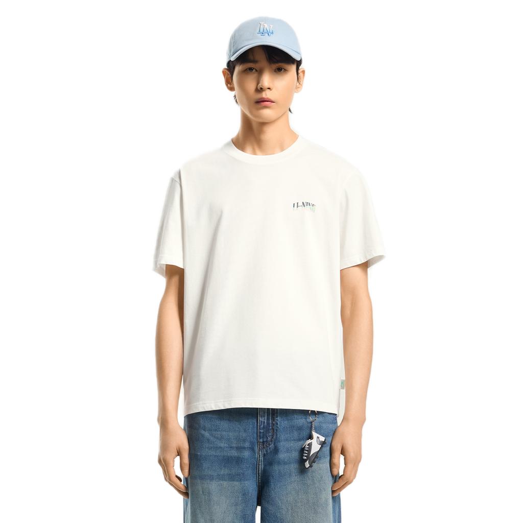 Li-Ning Round Neck Logo Letter Stitching T-Shirt Men tops AHSW275-1