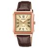 CASIO STANDARD series 50 meters waterproof three-hand classic design Quartz leather strap same style for men and women gold dial MTP-B190RGL-9BV