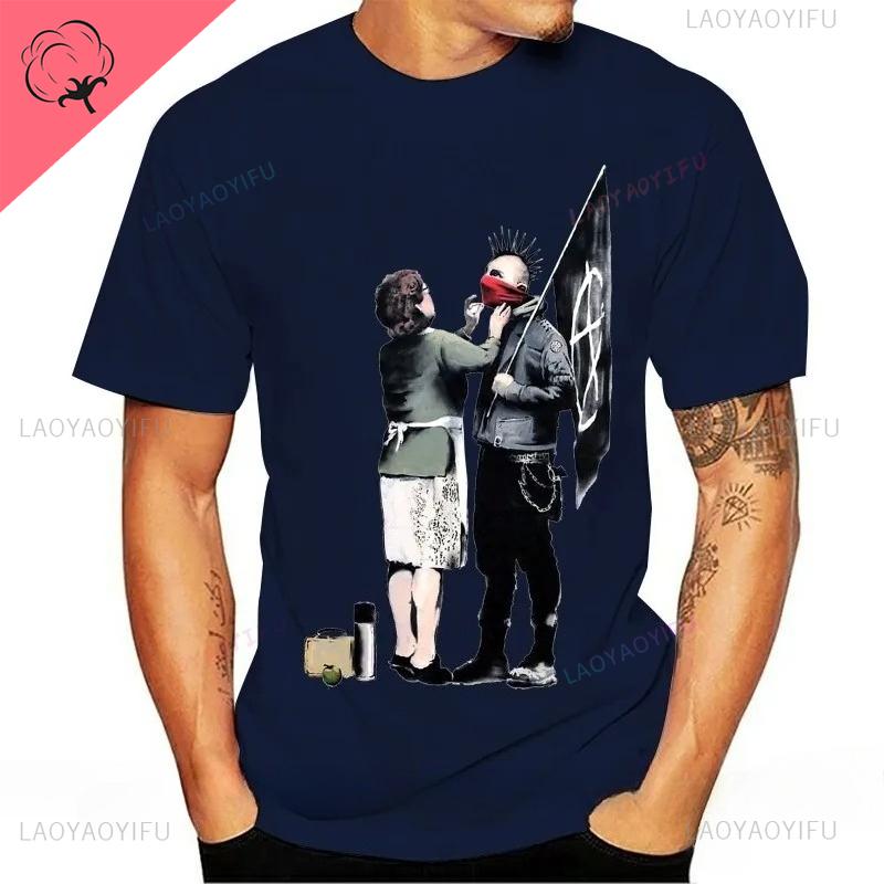 Banksy Mom Anarchist Street Art Tshirt Street Art Marca De Moda Casual Cotton Shortsleeved Top S