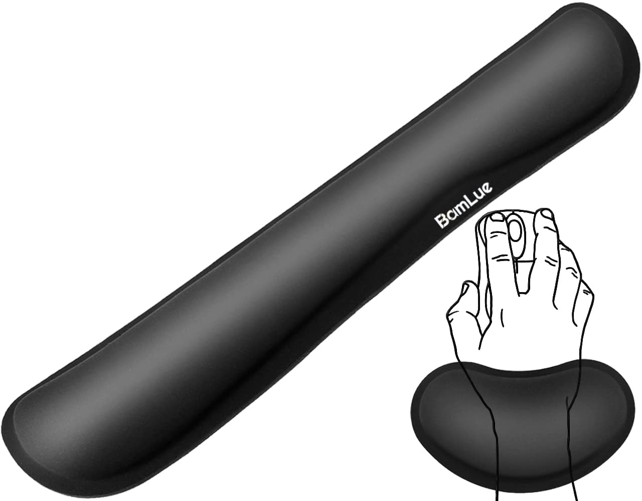 

BamLue Набор подушечек из пены с эффектом памяти для запястий клавиатуры, Эргономичный набор для легкого набора текста для ноутбука, офиса, дома, Гелевая подушечка для запястья мыши, Подушка из гладкого волокна для поддержки запястий чёрный