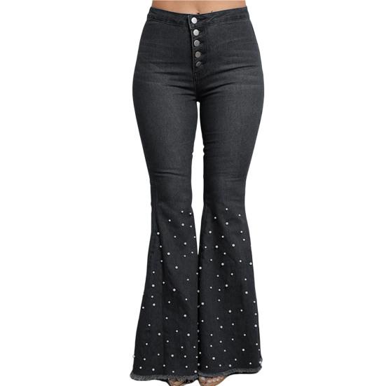 Jeans dritti da donna elasticizzati a vita alta con gamba larga in denim dritta jeans casual chic stretch pantaloni retrò casual jeans da donna con tasche, blu, XXXXXL