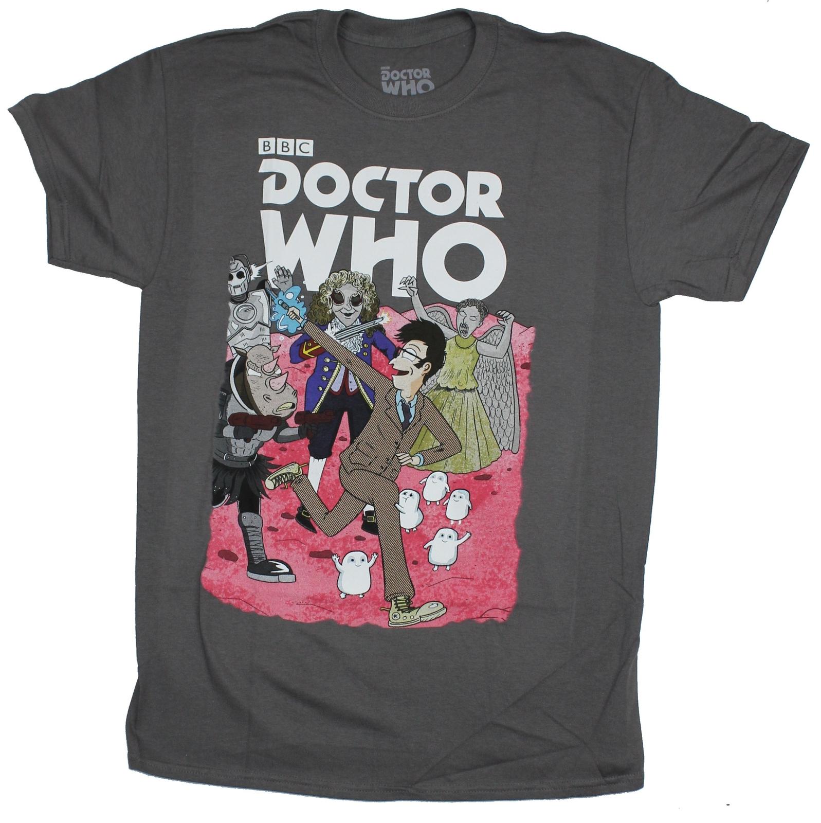 Doctor Who Mens T-shirt 10th Doctor Comic Style Monster Mayhem Image S