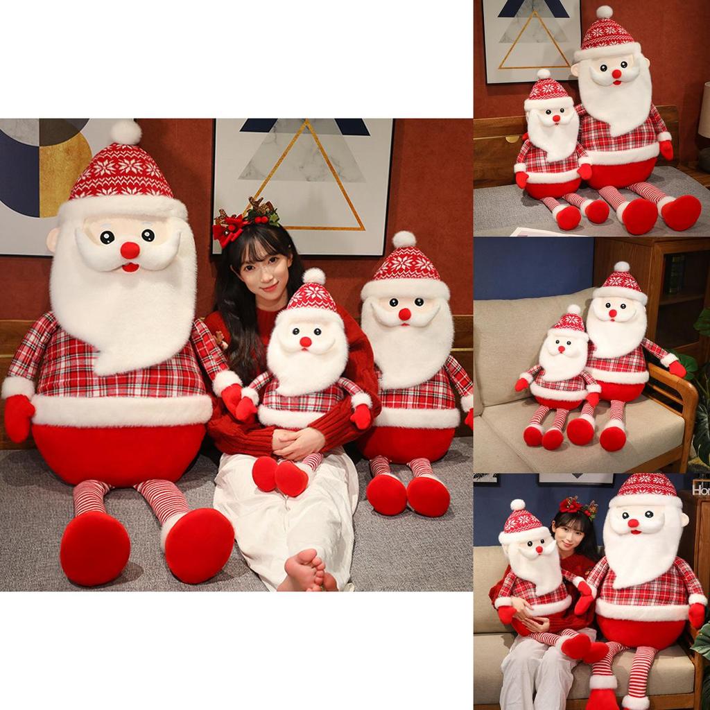 Creative Plush Santa Claus Doll With Long Legs Soft Cotton Outfit For Festive Decor