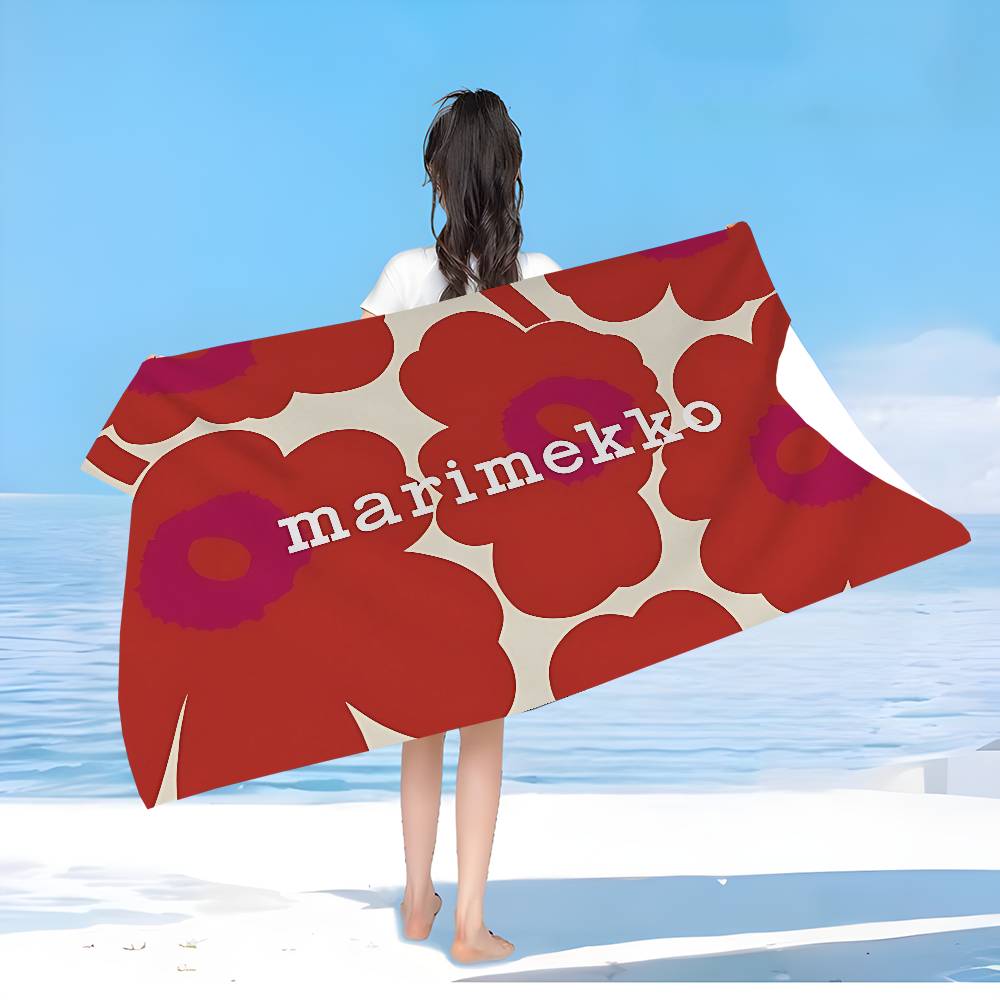 Marimekko-U-Unikko Flowers Microfiber Beach Towel Absorbent Quick Dry Soft Yoga Swimming Resort Mountain Climbing Towel