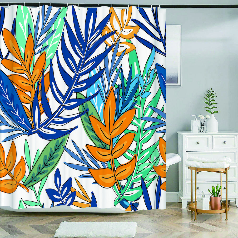 Tropical Green Plant Shower Curtain Leaves Printed washable bath curtain Waterproof Polyester Fabric bathroom Curtains