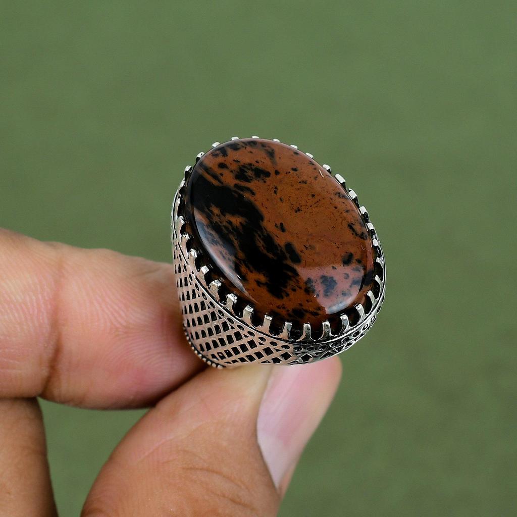 Mahogany Obsidian Ring 925 Sterling Silver Rings Handmade Jewelry Unique Ring Natural Gemstone Jewelry Gifts For Her Available In Ring Size