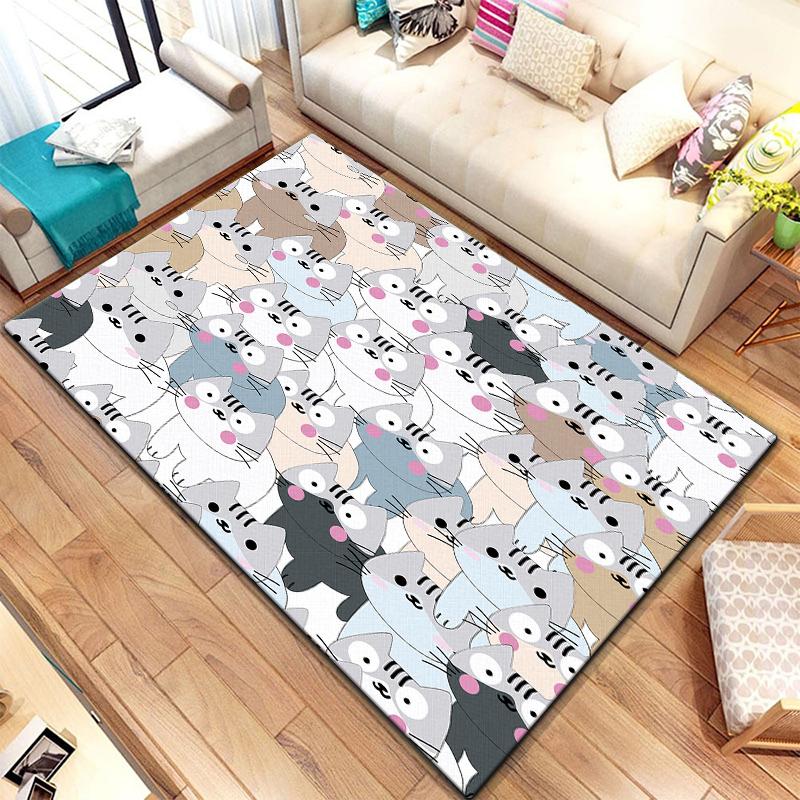 Teppich mit Cartoon-Spleißtieren, groß, Teppich für Wohnzimmer, Schlafzimmer, Sofa, Dekoration, Fußmatte, Küche, rutschfeste Bodenmatte, Picknick