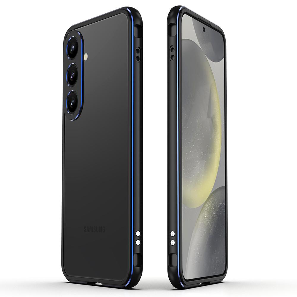 Para Samsung Galaxy S24+ Capa Bumper Estrutura de Metal Design Sem Traseira Capa de Telefone com Protetor de Lente da Câmera