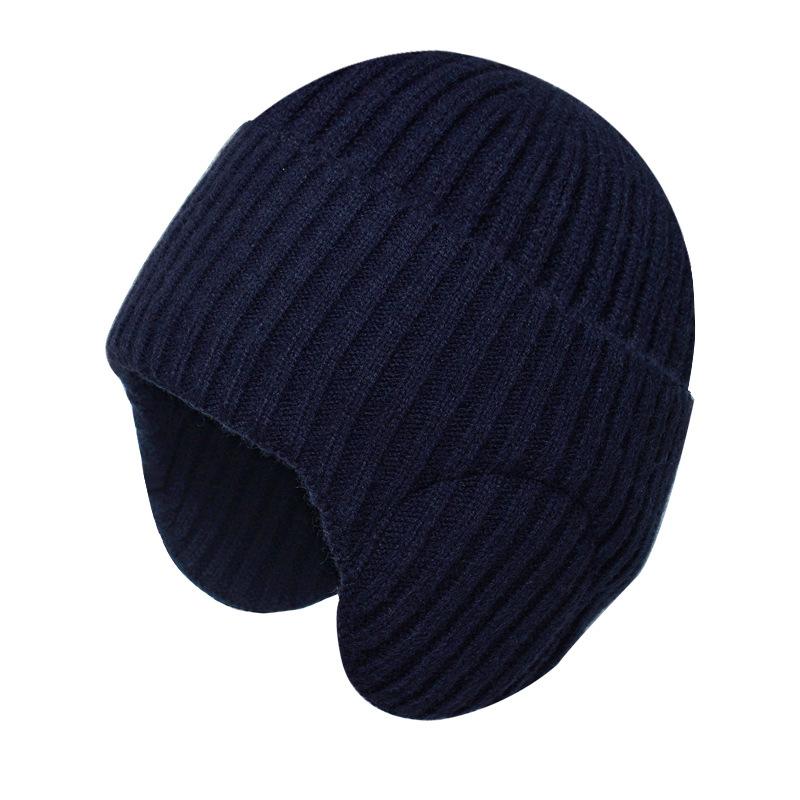 Winter outdoor warm hat men's and women's same thickened knitted wool hat cold-proof ear protector pullover hat