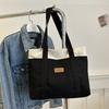 Canvas bag, new shoulder bag, fashionable and simple, contrasting colors, large-capacity tote bag, bag.