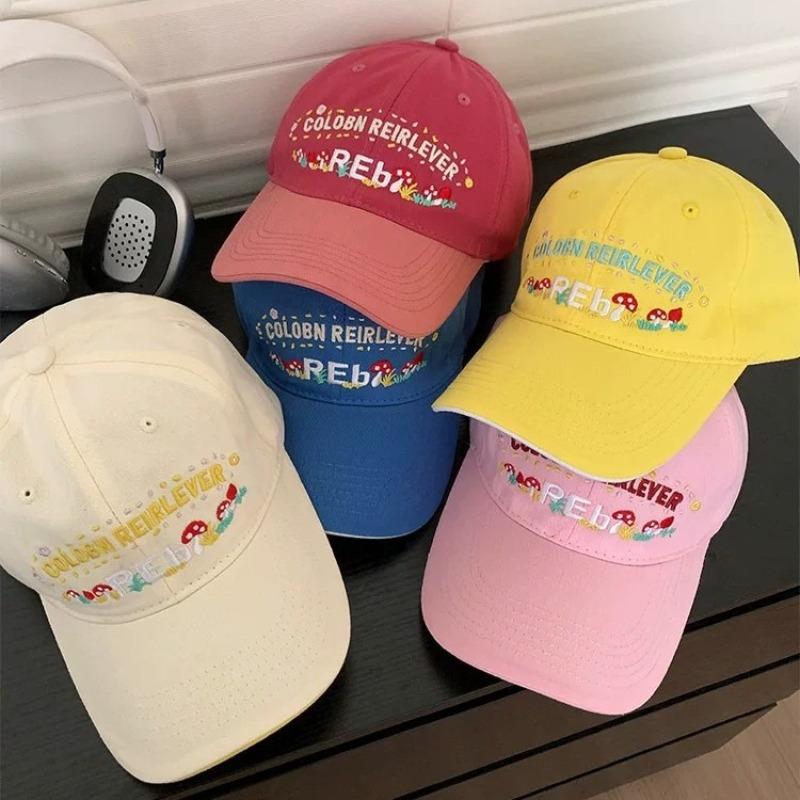 Flower embroidery baseball cap women's wide brim big face showing face small cap big head circumference versatile hat