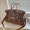 Popular Frosted Leopard Print Large Capacity Tote Bag for Women's Spring New Trend Single Shoulder Crossbody Bag