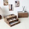 Vintage Wooden Jewelry Box Three Layer Wooden Drawer Storage Box Velvet Lined Display Box Multifunctional Acrylic Storage Boxs