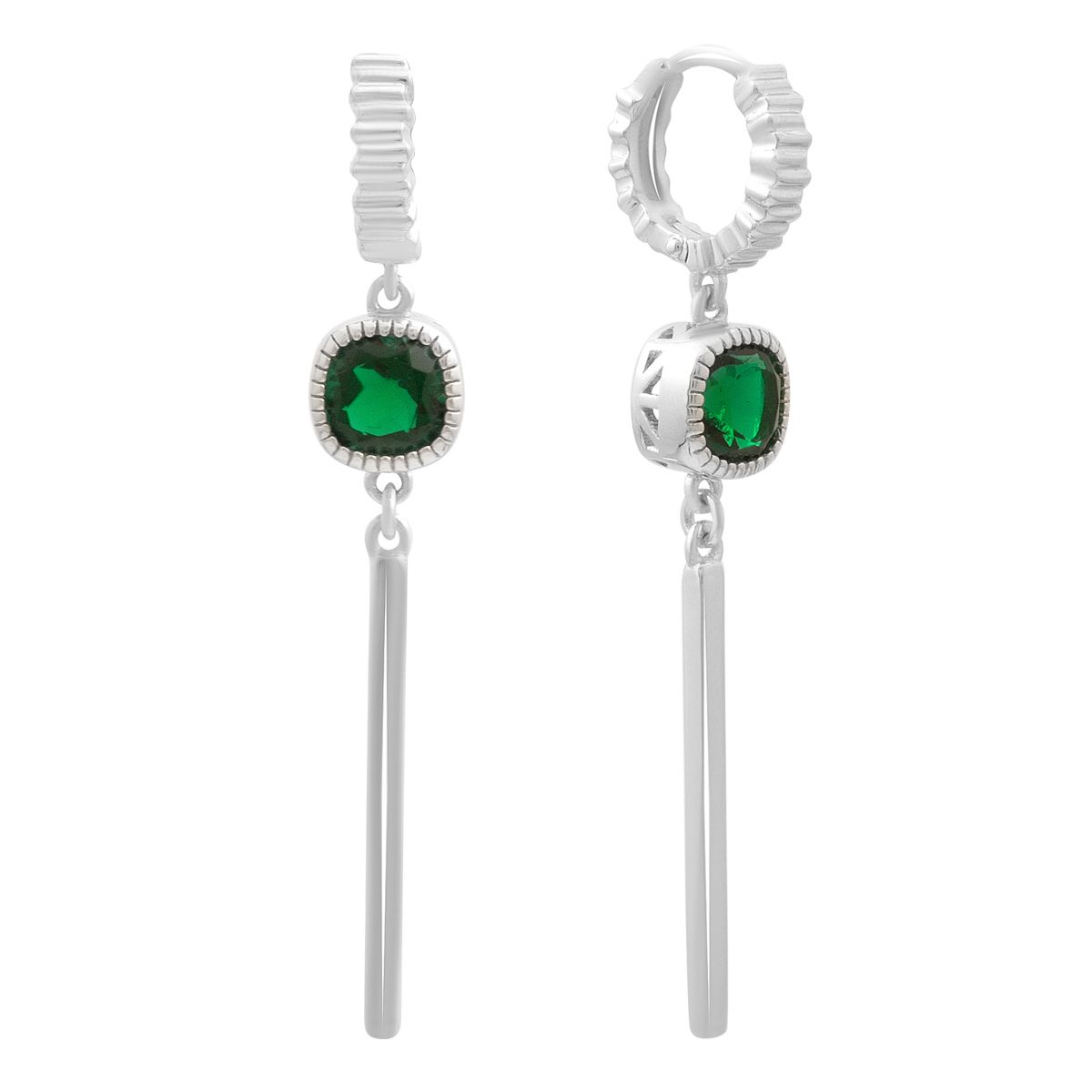 

Silver earrings with nano emerald 1.892ct (2197355) смарагдовий
