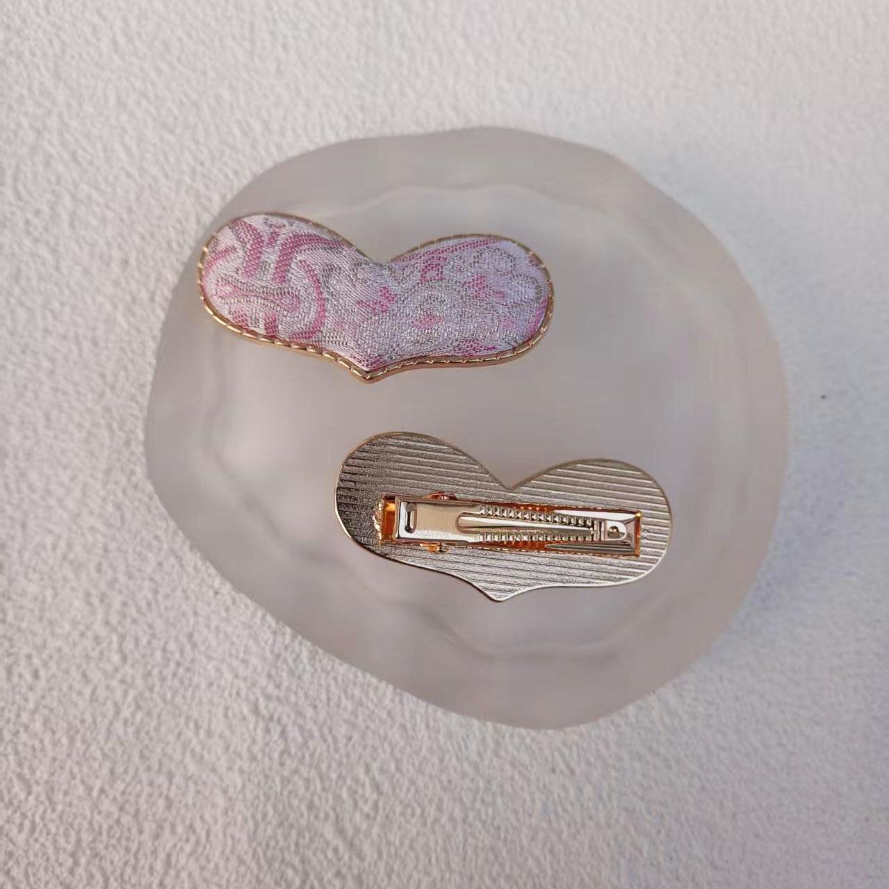 

Handmade Chinese Embroidered Hairpin - Brocade Duckbill Clip