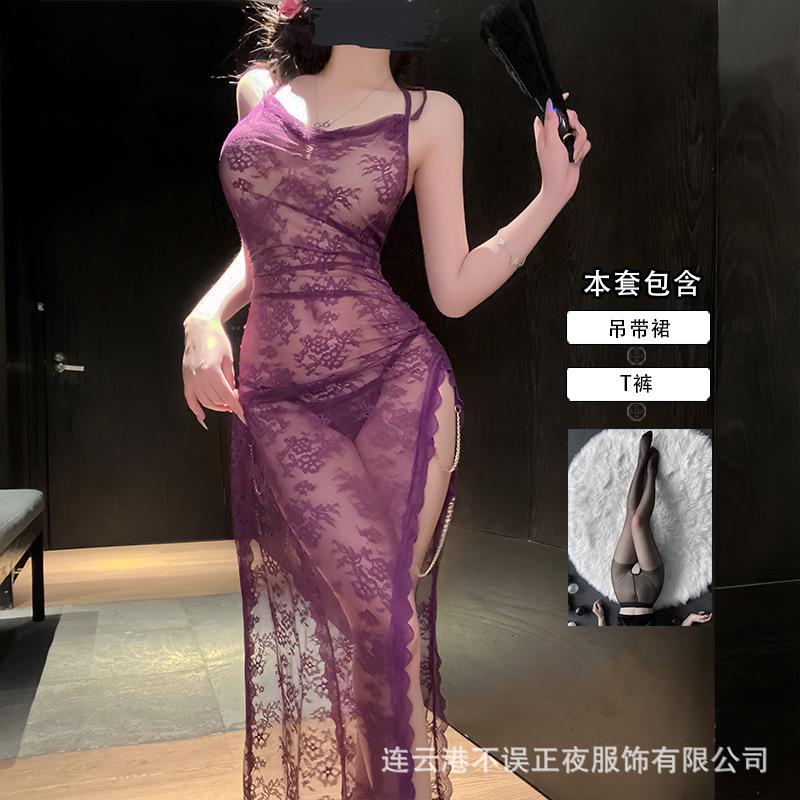 Lianyungang sex underwear pure lace suspender skirt sexy temptation suit pajamas uniform