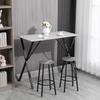 120 cm Rectangular Bar Table for 4 People, Modern Breakfast Bar Table with Wood Effect Tabletop, Steel Legs, Coffee Desk for Living Room, White