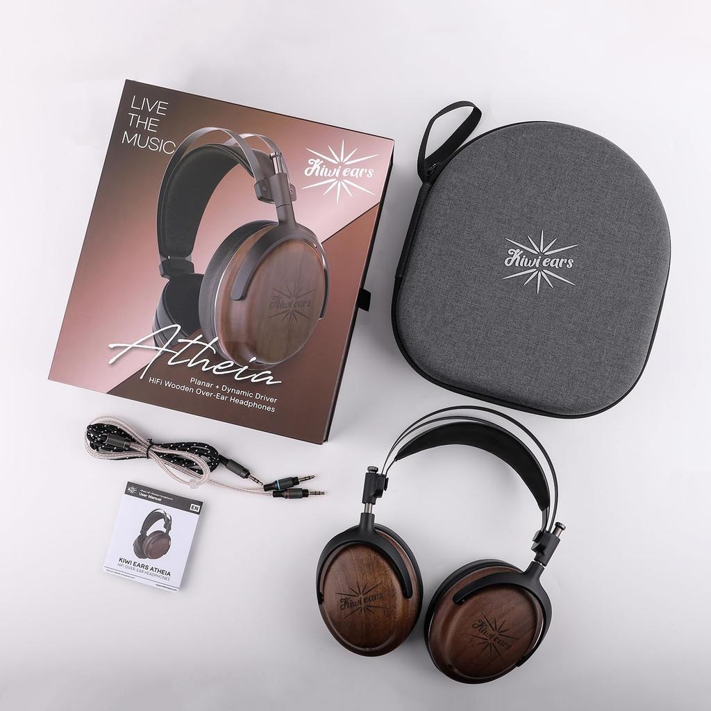 Linsoul Kiwi Ears Atheia Hybrid Over-Ear High-End Headphones with 50mm Composite Diaphragm Dynamic Driver and Improved 14.5mm Planar Magnetic Driver,