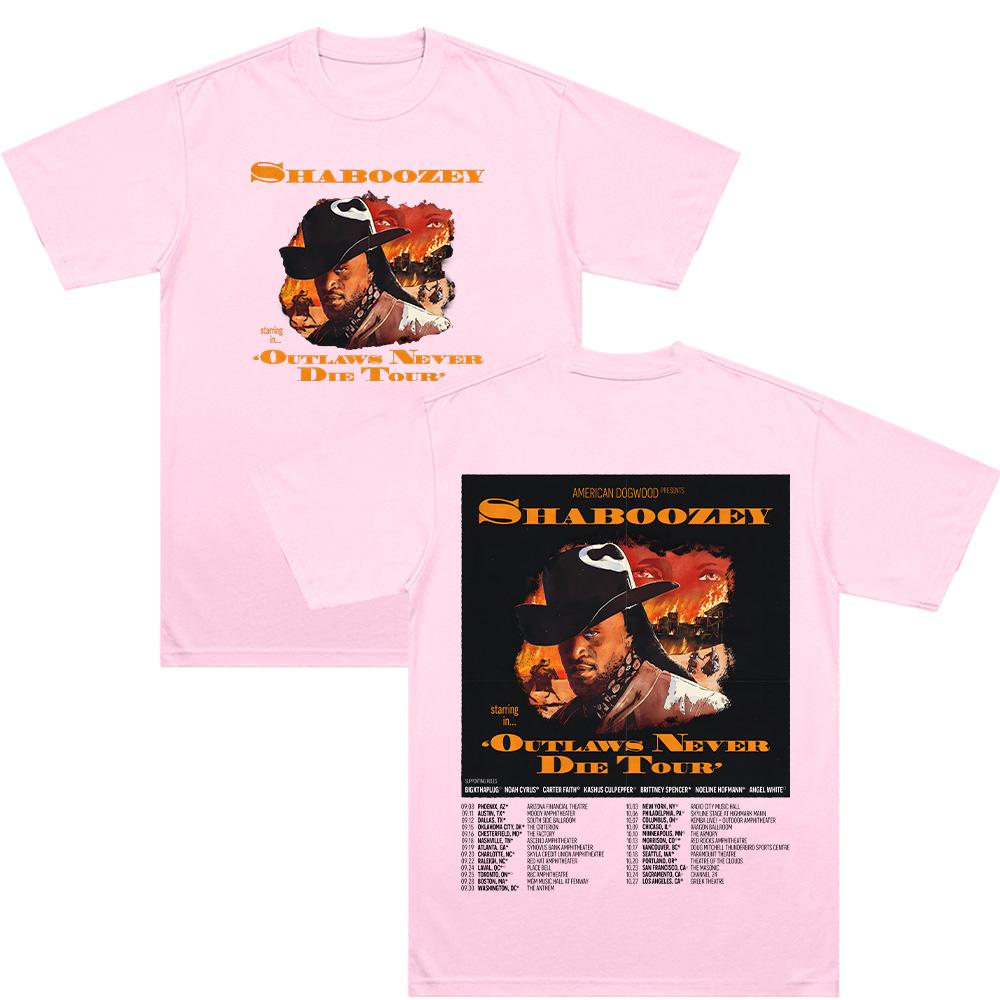 Shaboozey Outlaws Never Die Tour T-Shirts Rundhals Kurzarm Oberteile Baumwoll-T-Shirt Mode Unisex Freizeit Oberteile