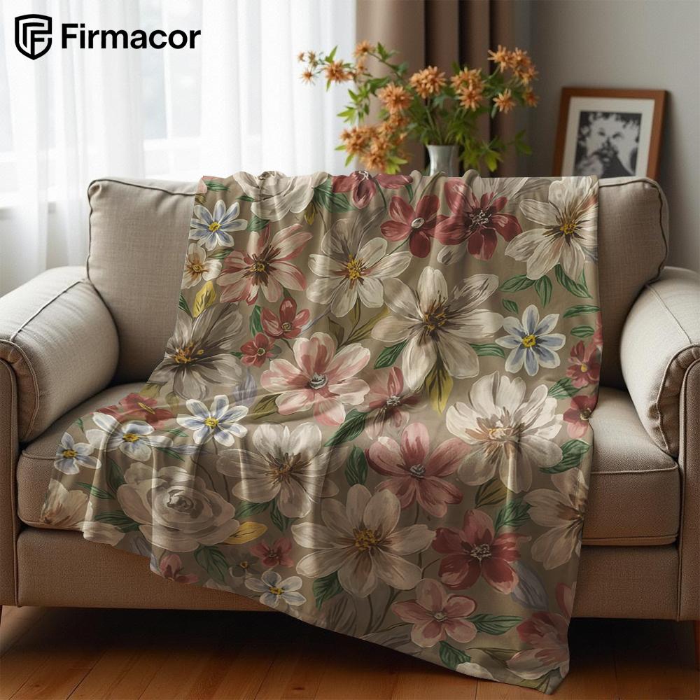 Vintage Brown Florals Ultra Soft Sherpa Fleece Blanket Fluffy Warm Halloween Cozy Throw for Sofa Couch Bedroom Gift All season