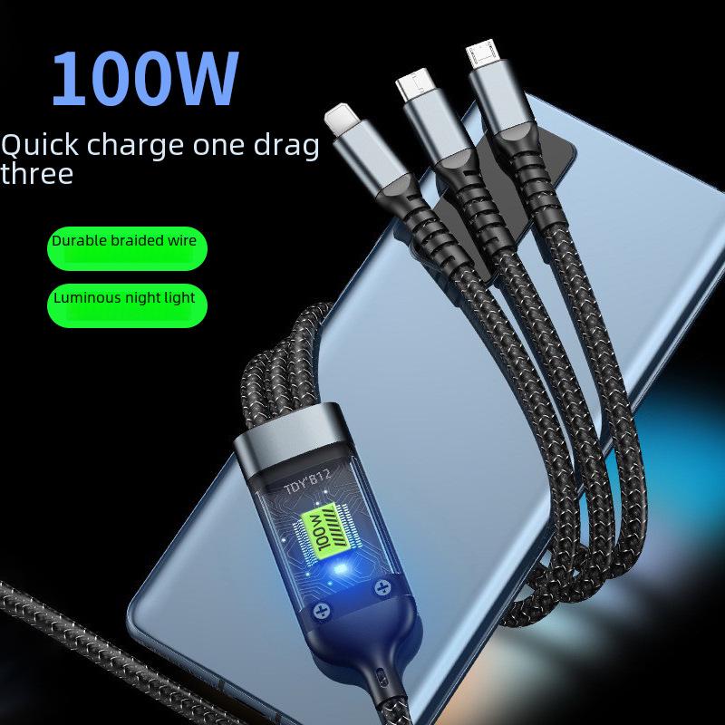 

Jike 100W Прозрачный 3-в-1 кабель для зарядки Smart Flash