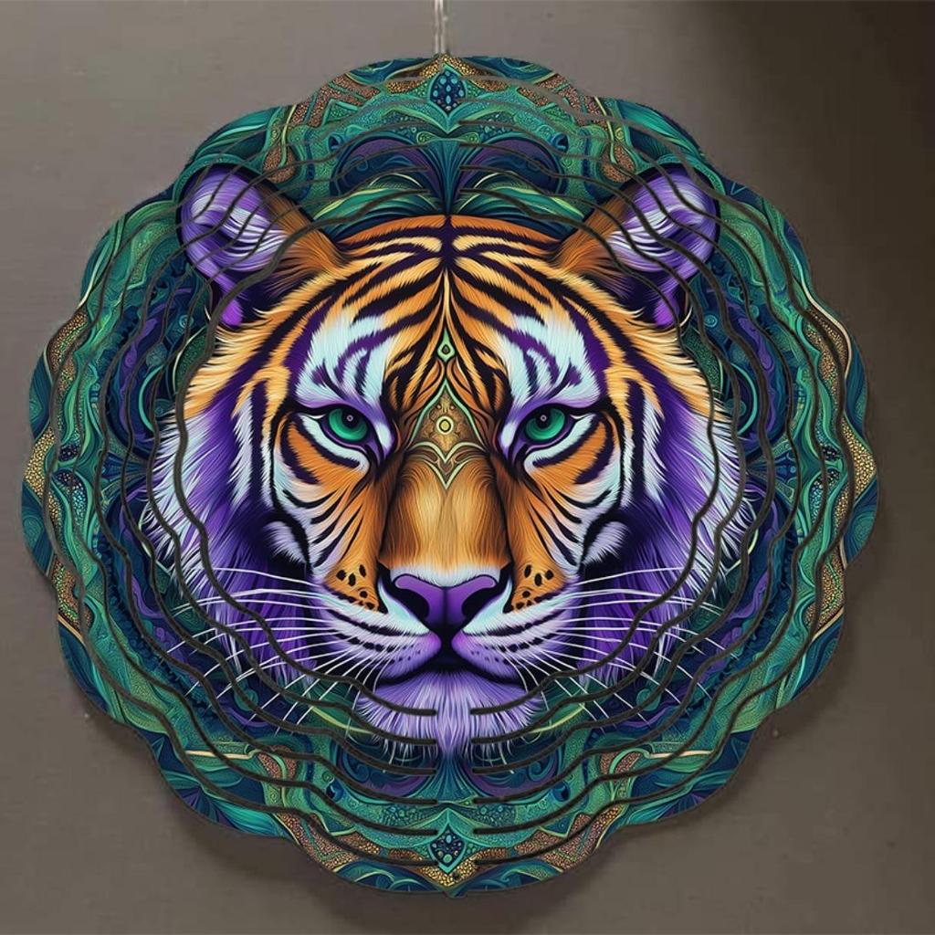 10-Inch Wind Chime with Vivid Animal and 2D Mandala Design, No External Power Needed - Colorful Outdoor Garden Decor