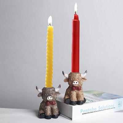 Tibetan Yak Resin Candlestick Ornament for Living Room or Office Decor