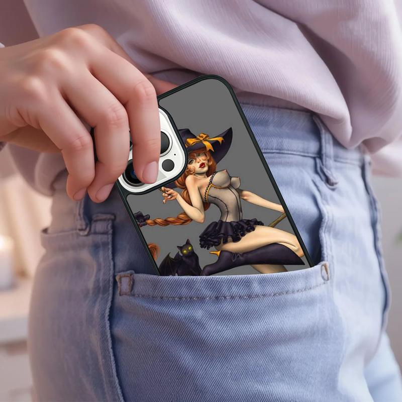 Witchcraft Halloween Cat Dark Witch Soft Phone Case For iPhone 17 Air 15 16e 14 13 Pro Max Coque 12 11 Pro Max PLUS Cover