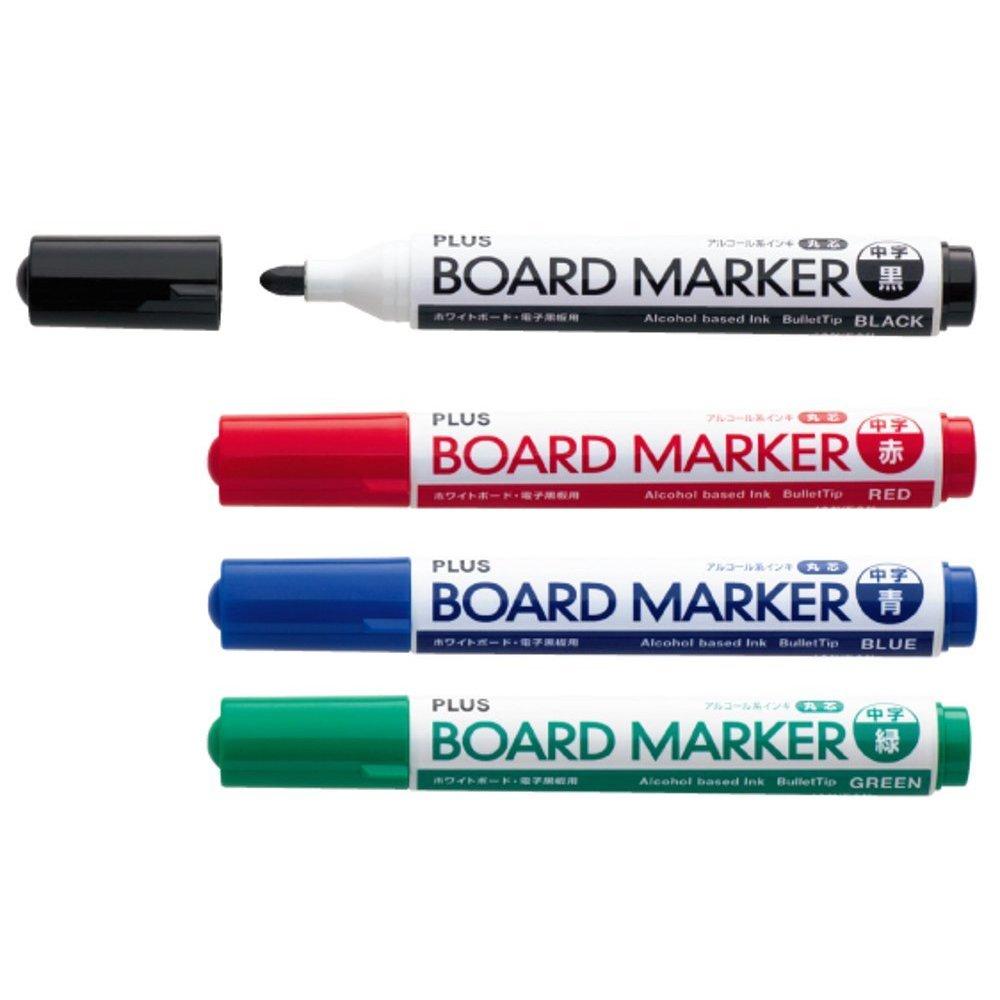 Plus Whiteboard Medium Round Pack of x 10 Markers, Black, Point, Tip, 10, 423-283