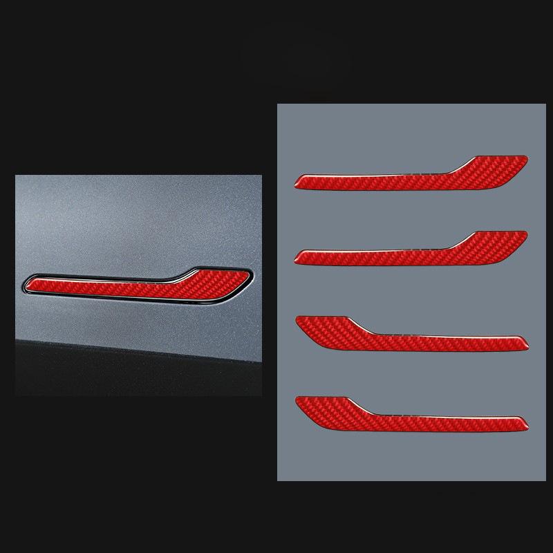 Schwarze Carbonfaser Außen Türgriff Aufkleber für Tesla Model 3/Y (2017-2022)