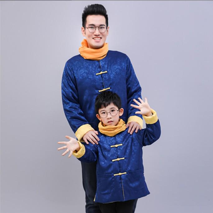 

Reversible Parent-Child Cotton Clothing for Boys & Girls - Long-Sleeve Tang Suit, Winter Chinese Style Performance Wear 90 cm