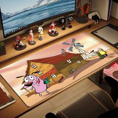 Courage the Cowardly Dog Large Size Mouse Pad Large Gaming Table Cushion Non-slip Laptop Tablet Big Mousepad XXL Mat Mini PC Playmat With Lock Edge