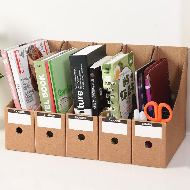 Kraft Paper Desktop File Box Storage Rack & Magazine Holder