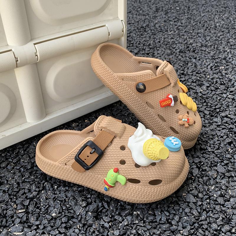 Trendy and Cute Children's Birkenstocks Slippers Breathable Soft-soled Thick-soled Outer Wear Hole Shoes Summer Classmates Cool Slippers Versatile