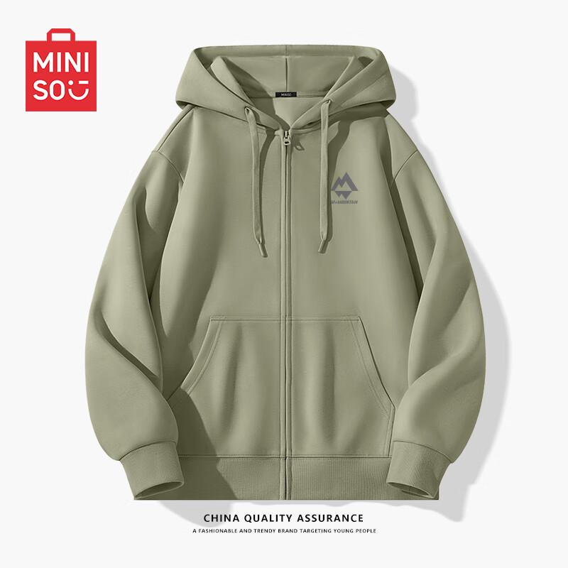 

MINISO Men s Oversize Heavyweight Zip-Up Hoodie L