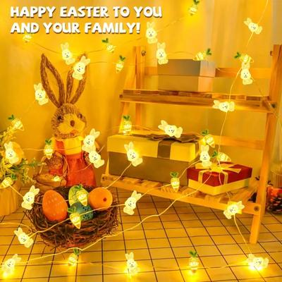 1/2M 10/20 Lights Easter Indoor Decor Bunny Carrot Copper Wire Lights Egg String Lights Dining Celebration Atmosphere Lighting