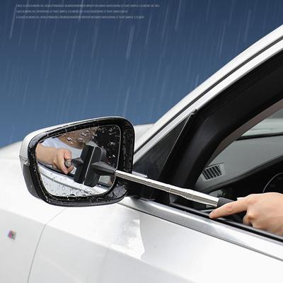 Portable Rubber Car Rearview Mirror Wiper Stainless Steel Retractable Rearview Mirror Water Remover Rainy Cleaning Supplies
