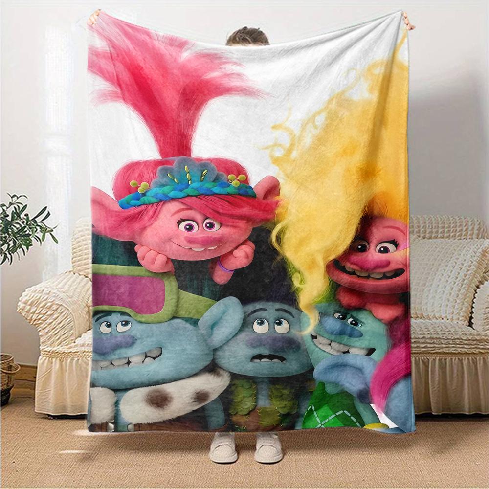 Trolls Theme Printed Blanket - Perfect for Couch, Bed, Travel & Outdoor Use | Machine Washable, Cozy & Durable.