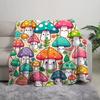 1pc Digital Print Whimsical Mushroom Throw Blanket, Lightweight Ultra-Soft Cozy Flannel, Warm Bedroom Sofa Decor, Reversible All